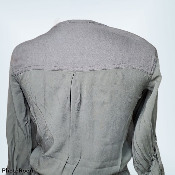 AEO Olive Green Casual Shirt Dress w/ Tie-waist - Picture 12 of 13